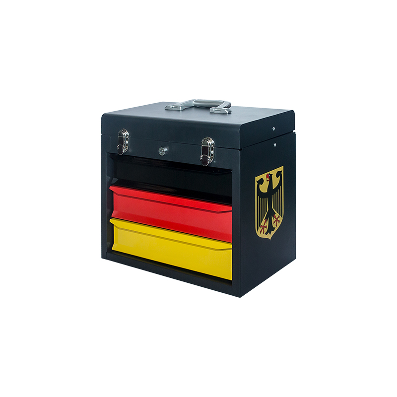 Caixa portátil de metal com 3 gavetas GL102 com alça superior