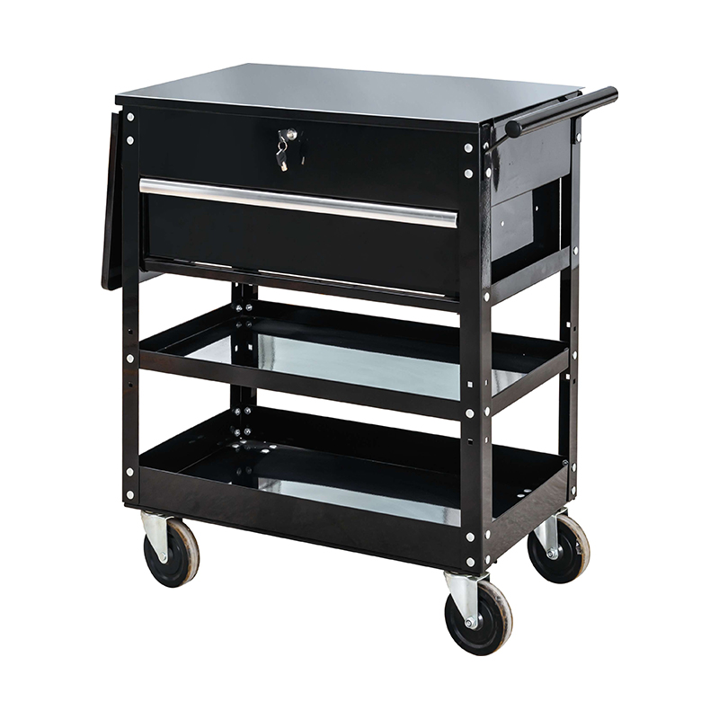 Carrinho de ferramentas de metal preto com carrinho de três camadas GL306