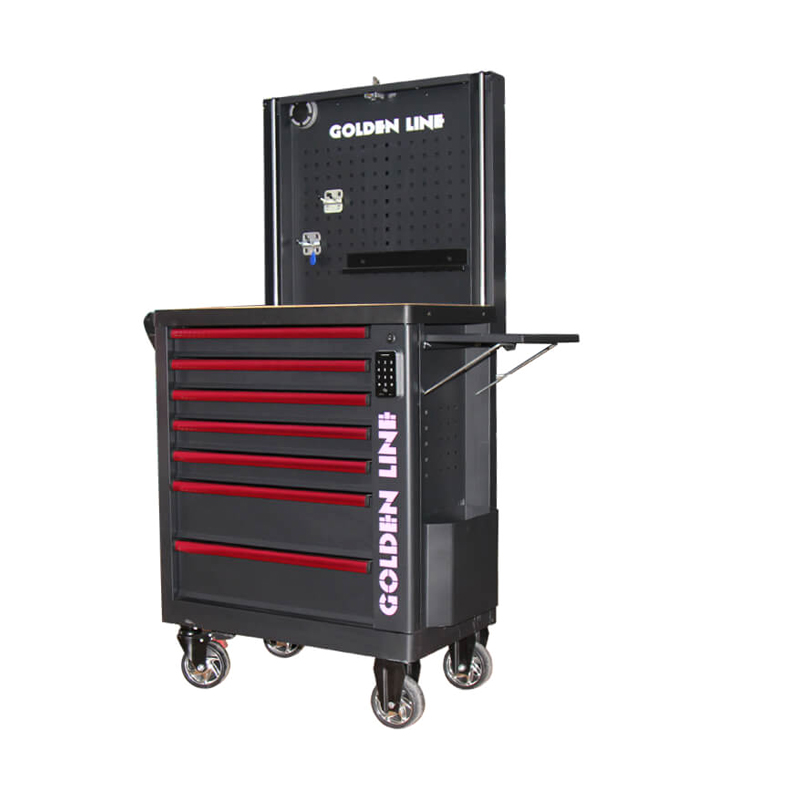 Carrinho de ferramentas para gabinete de ferramentas com fechadura digital GL3307-SS com bandeja lateral e alto-falante Bluetooth