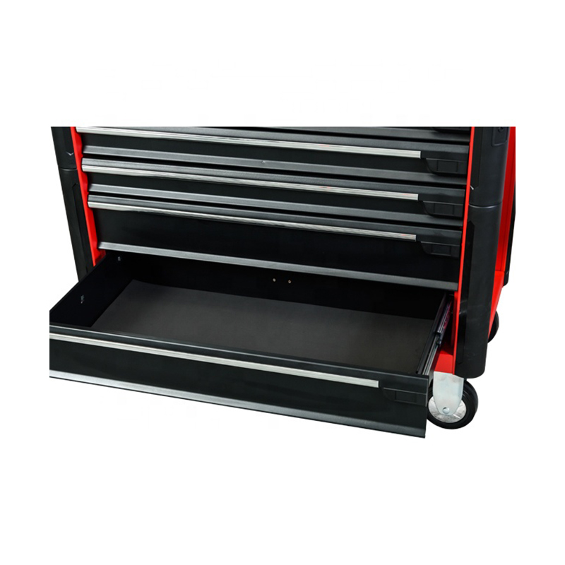 Carrinho de ferramentas profissional para gabinete de rolo de metal GL3407 com parte superior de trabalho em aço inoxidável e furos laterais