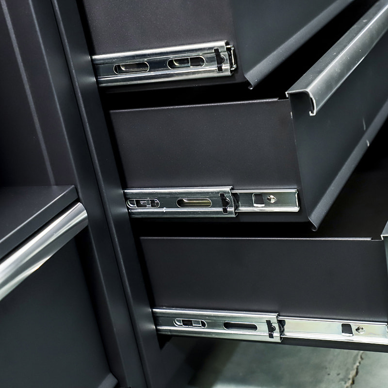 Bancada modular de aço para armazenamento de garagem GLG7000C com armário de ferramentas de canto e caixa de ferramentas de metal vermelho
