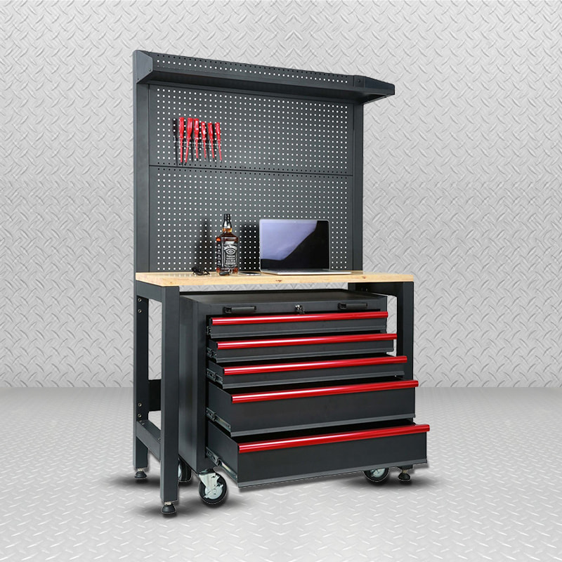 Armário de armazenamento de garagem com mesa de madeira móvel flexível GLG2000