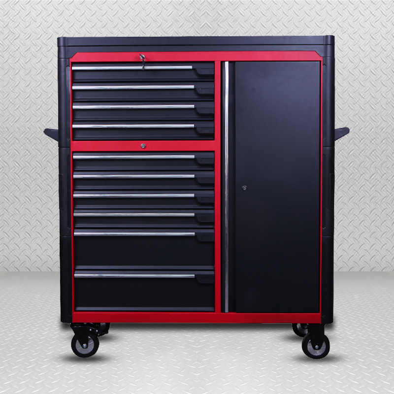 GL3410XXL Armário de rolo de 10 gavetas com 1 porta, armário de armazenamento de ferramentas, furo lateral para ganchos de suspensão