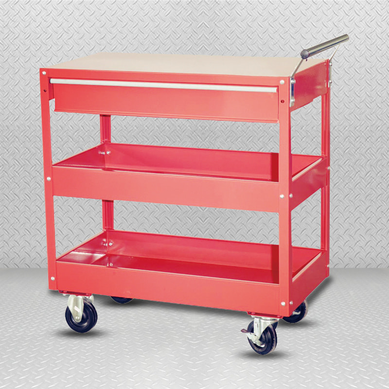 Carrinho de ferramentas de metal vermelho GL301 com 1 gaveta