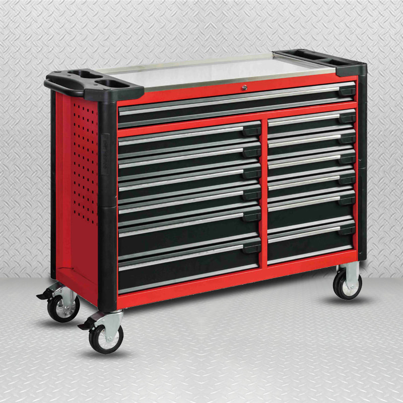 GL3413XL Carrinho de ferramentas com rolo industrial alongado com 13 gavetas