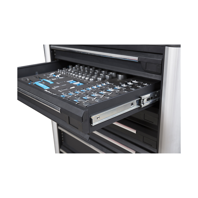 Carrinho de ferramentas profissional para gabinete de rolo de metal GL3407 com parte superior de trabalho em aço inoxidável e furos laterais