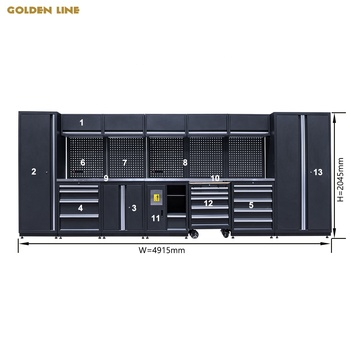 GLG6000A PRO Oficina aprofundada com 690 mm de profundidade em aço inoxidável, bancada de trabalho, garagem, armários de ferramentas, armazenamento